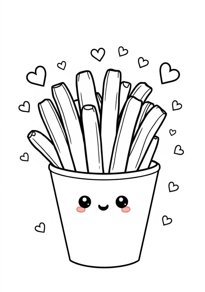 Desenho de Batata Frita Kawaii para colorir