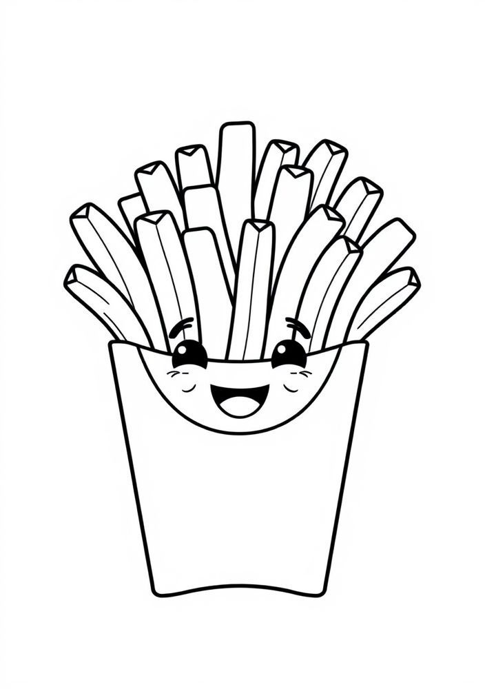 Desenho de Batata Frita Kawaii para colorir