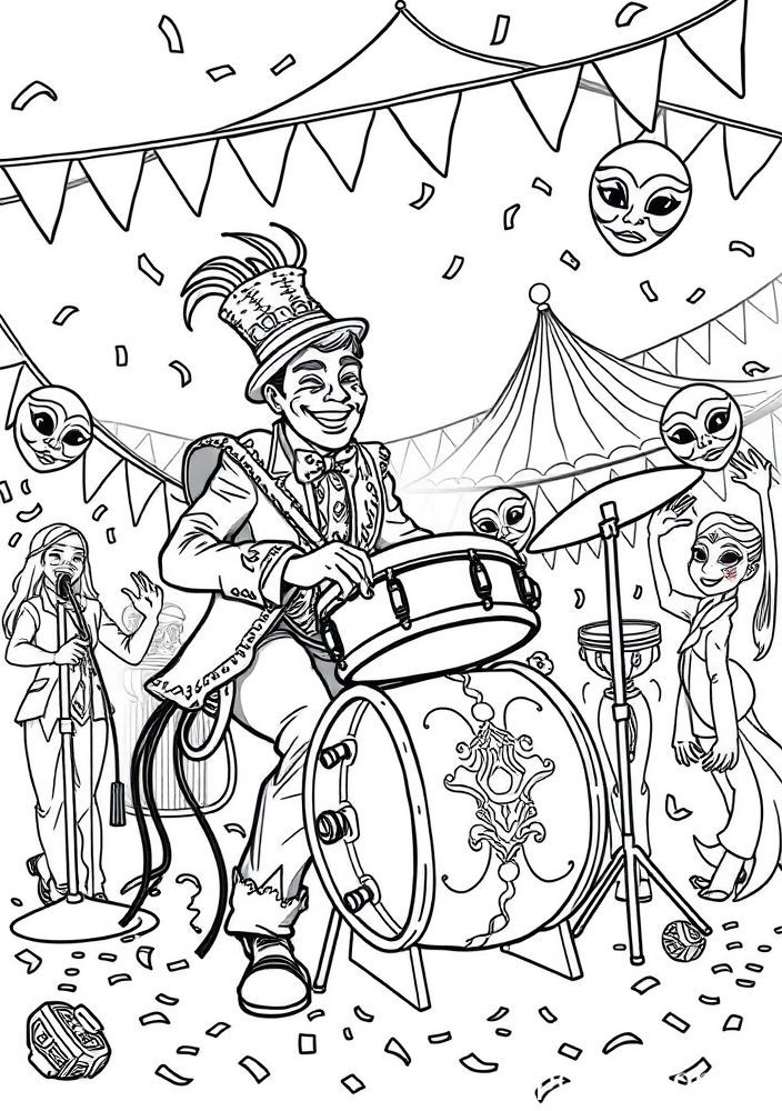 Desenho de Batuqueiro de Carnaval para colorir