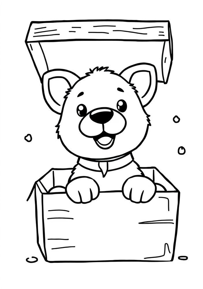 Desenho de Bichinho de Estimação em uma Caixinha