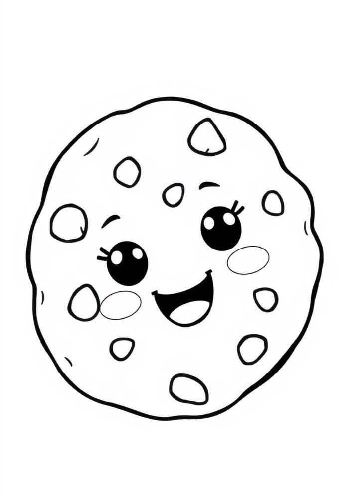 Desenho de Biscoito Kawaii para Colorir