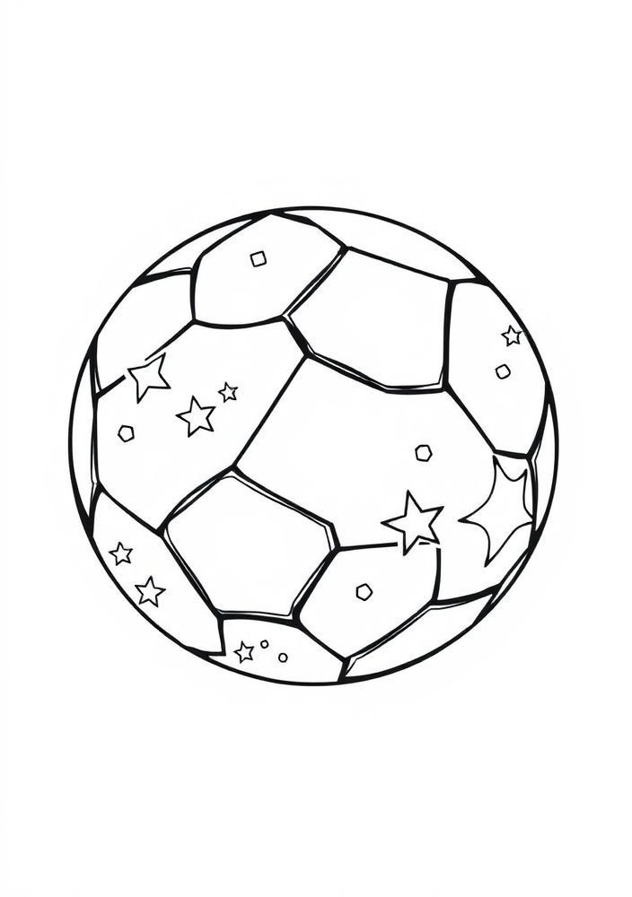Desenho de Bola de Futebol com Estrelas para colorir
