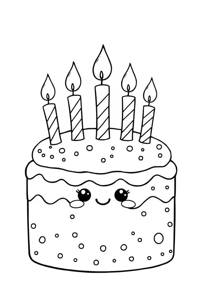 Desenho de Bolo Kawaii para Colorir