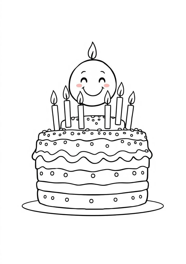 Desenho de Bolo Kawaii para colorir