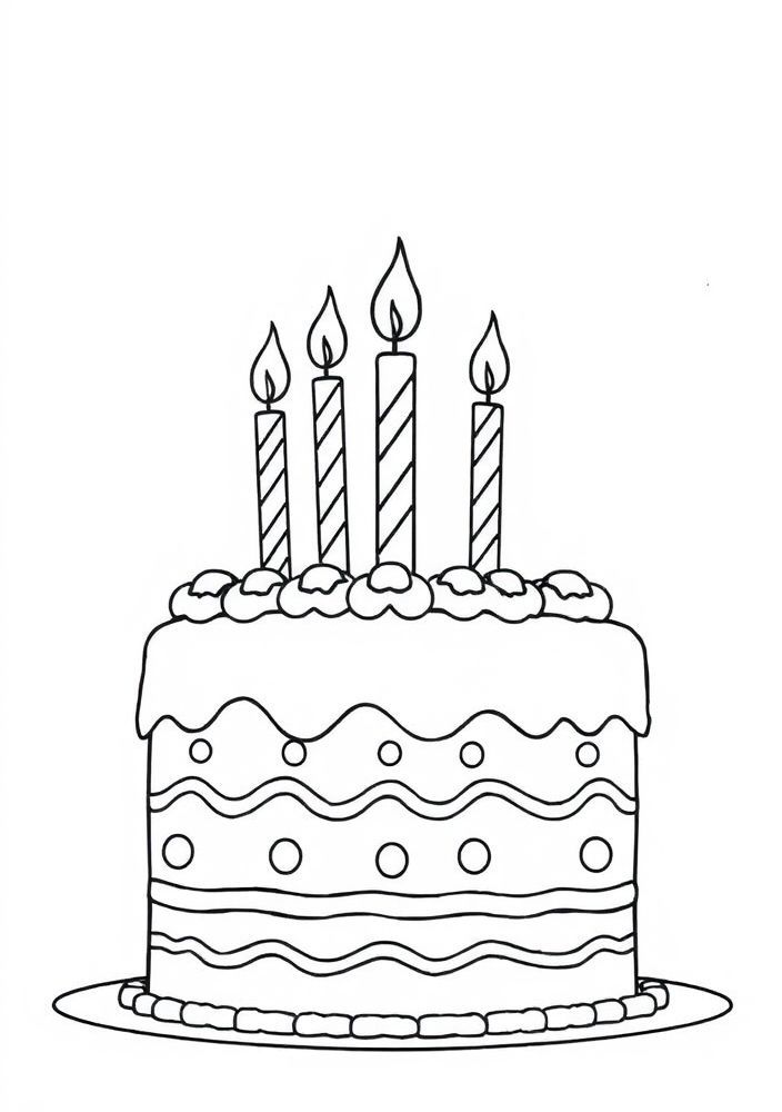 Desenho de Bolo de Aniversário para colorir