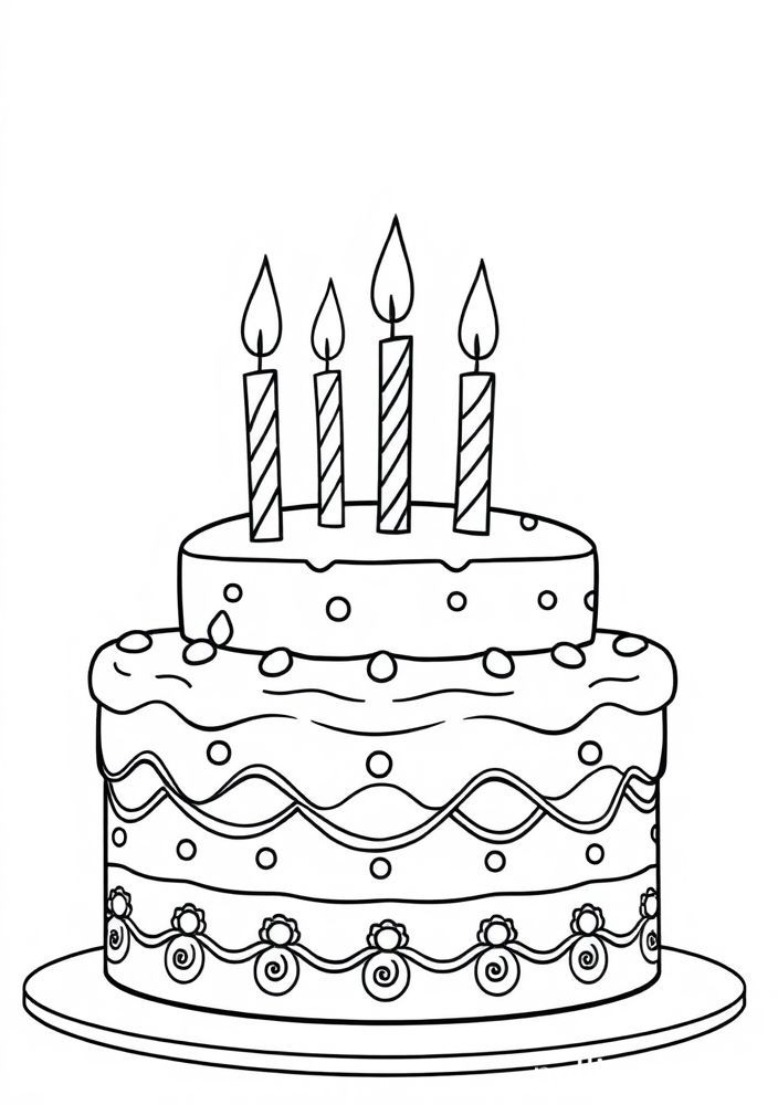 Desenho de Bolo de aniversário para colorir