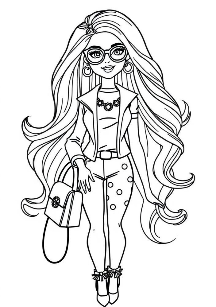Desenho de Boneca Barbie Estilosa para colorir
