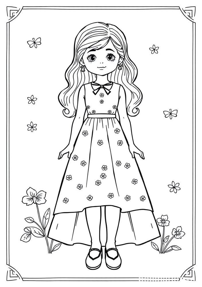 Desenho de Boneca de Papel para colorir