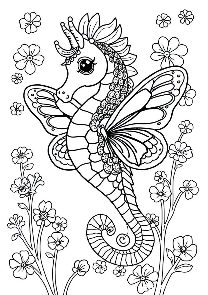 Desenho de Borboleta Cavalo-marinho para colorir
