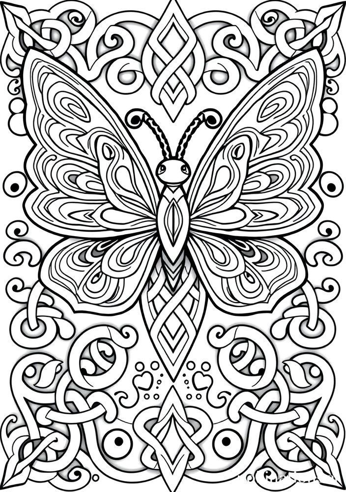 Desenho de Borboleta Celta para colorir