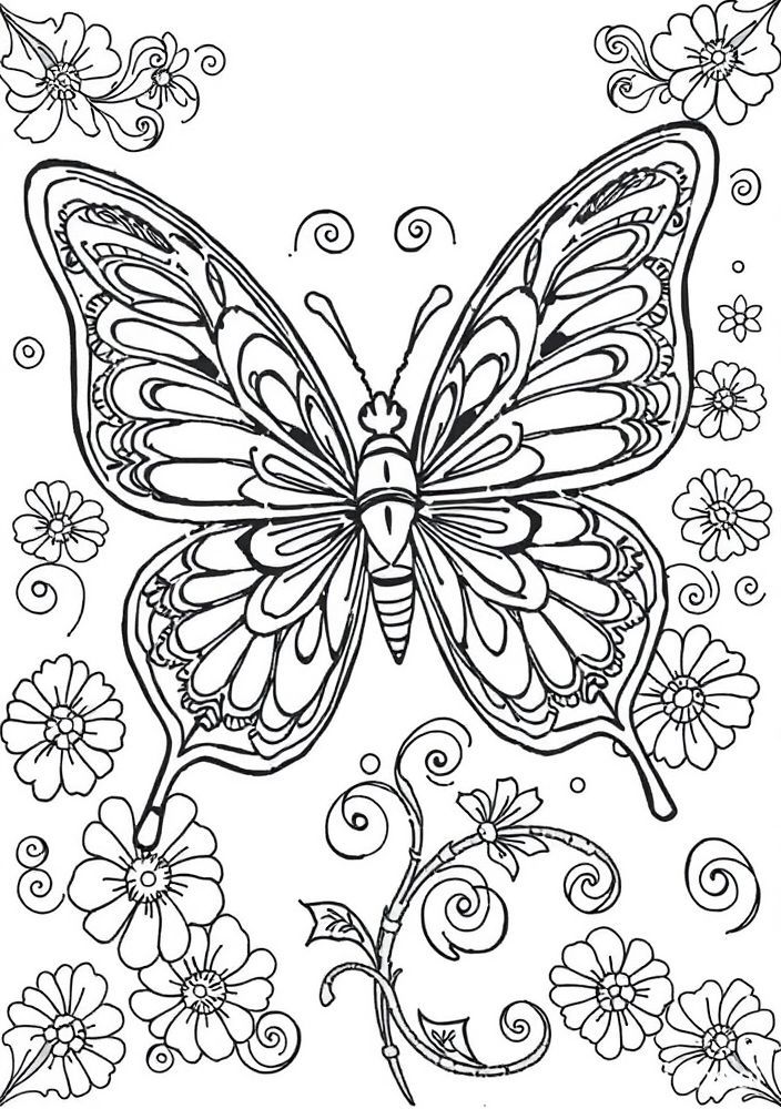 Desenho de Borboleta Colorida com Padrões Intricados para Colorir