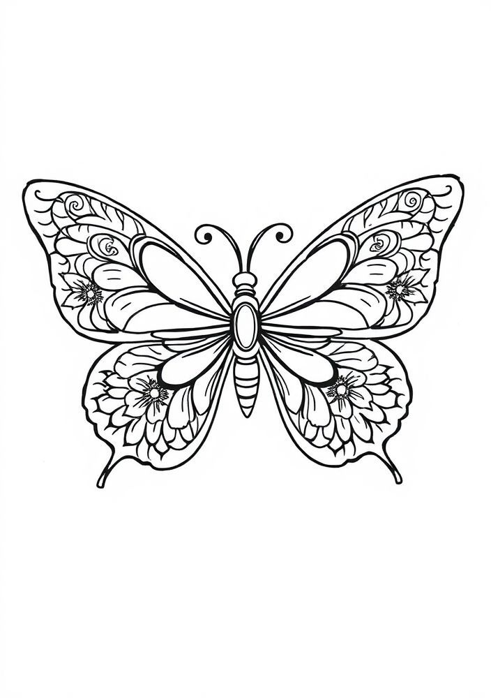 Desenho de Borboleta Floral para colorir