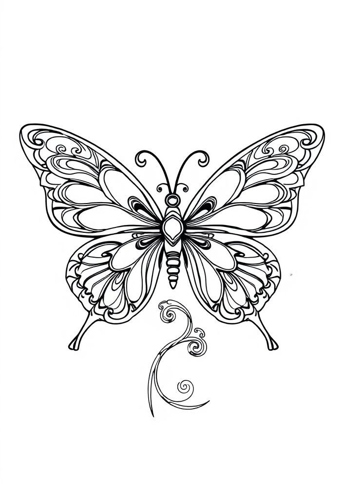 Desenho de Borboleta Fractal para Colorir