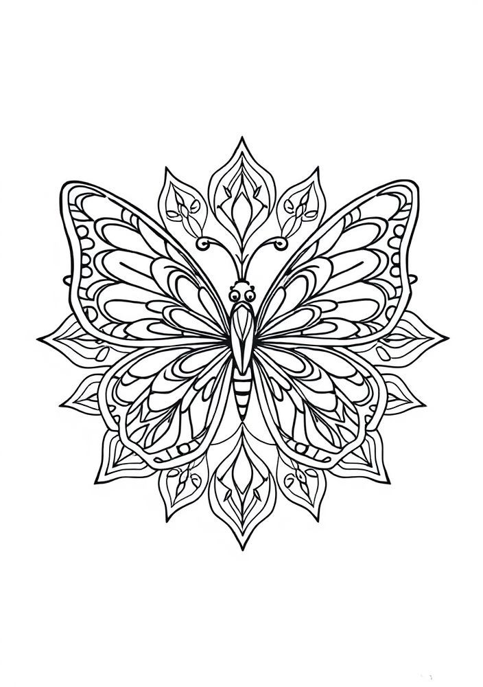 Desenho de Borboleta Mandala para Colorir