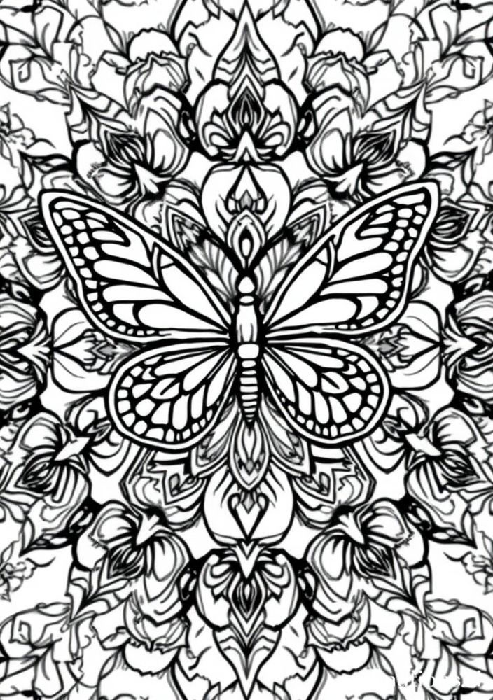 Desenho de Borboleta Mandala para colorir