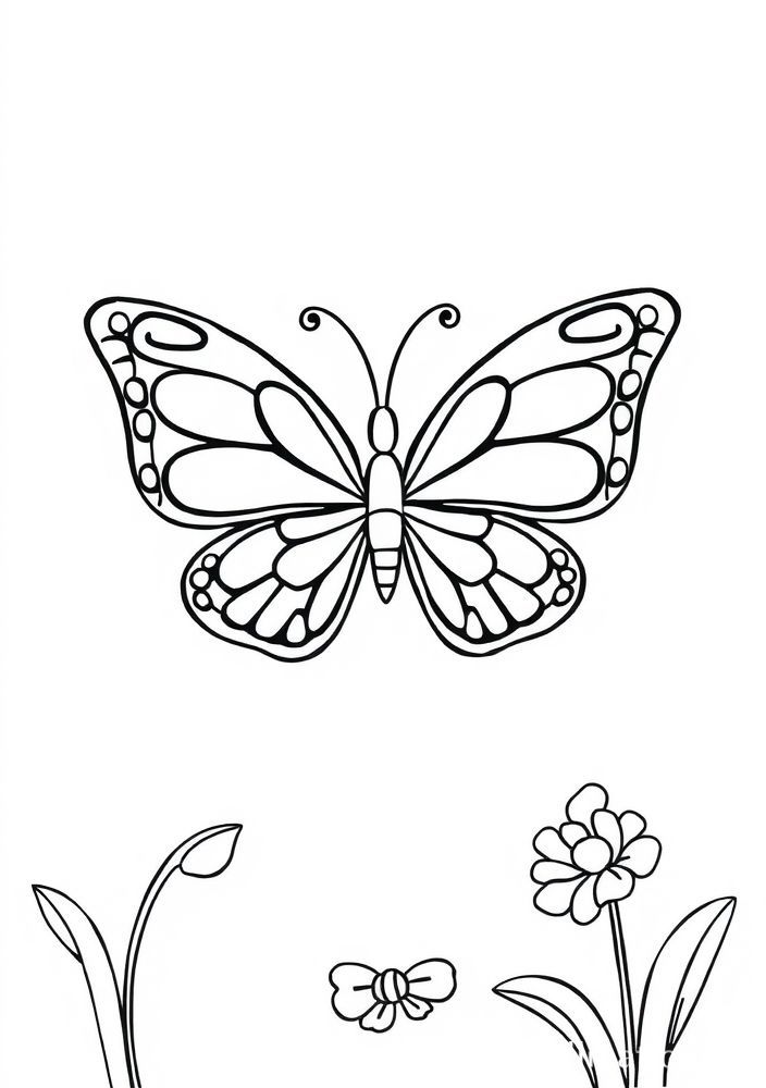 Desenho de Borboleta Simples para Crianças Colorirem
