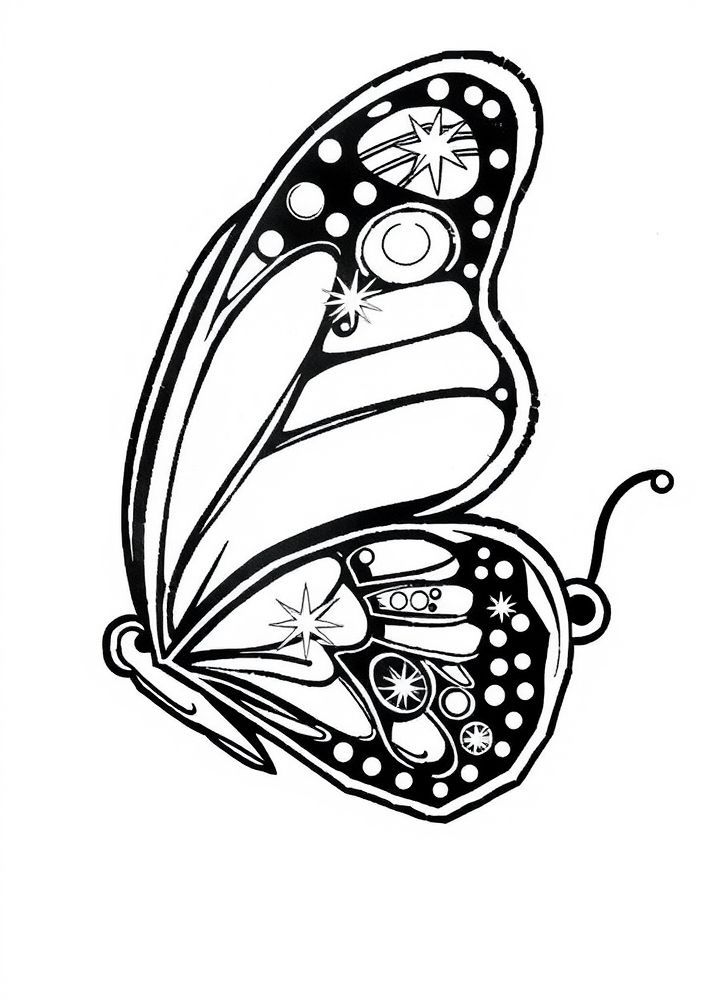 Desenho de Borboleta com Brilho para colorir