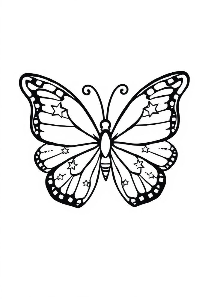 Desenho de Borboleta com Estrelas para Colorir