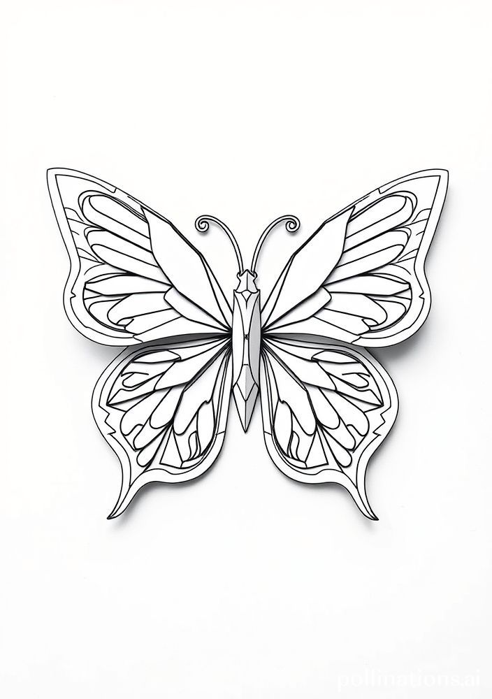 Desenho de Borboleta com Origami para colorir