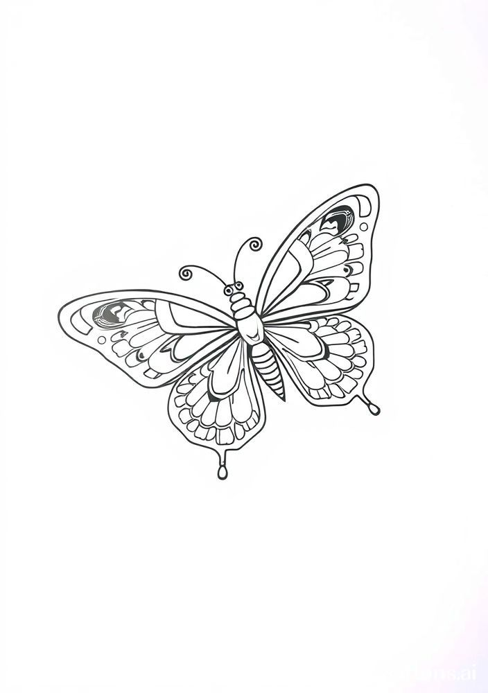 Desenho de Borboleta com Padrões Culturais para colorir