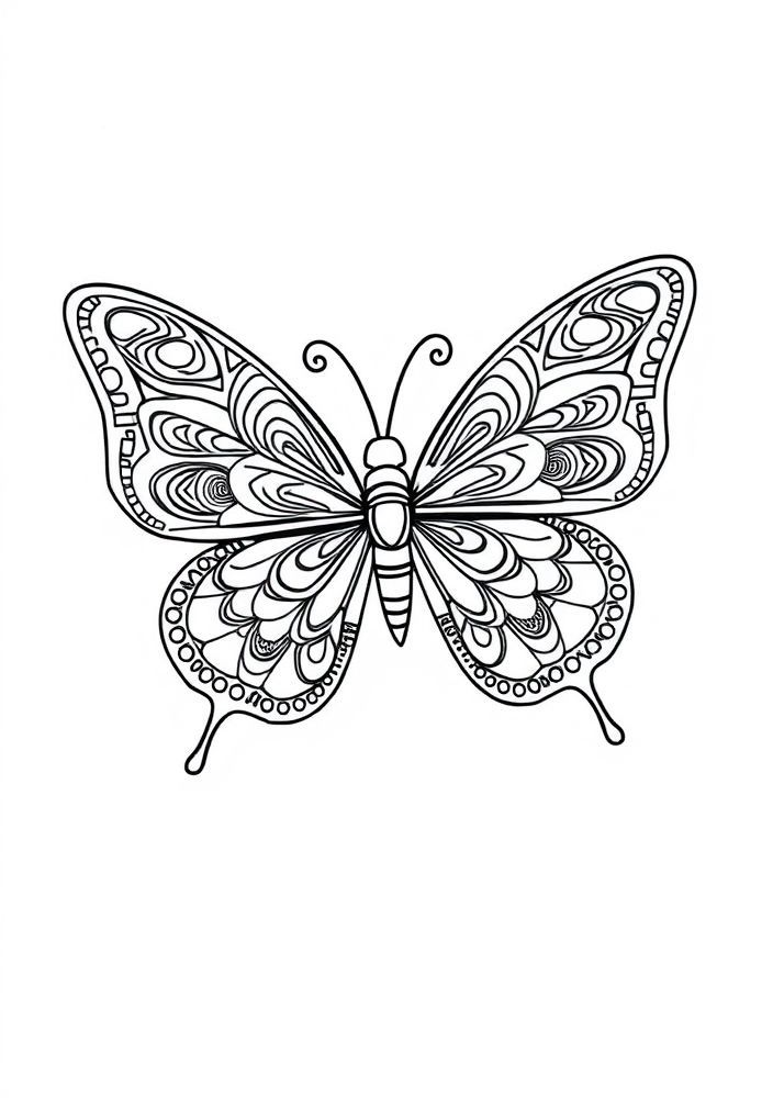Desenho de Borboleta com Padrões Étnicos para colorir