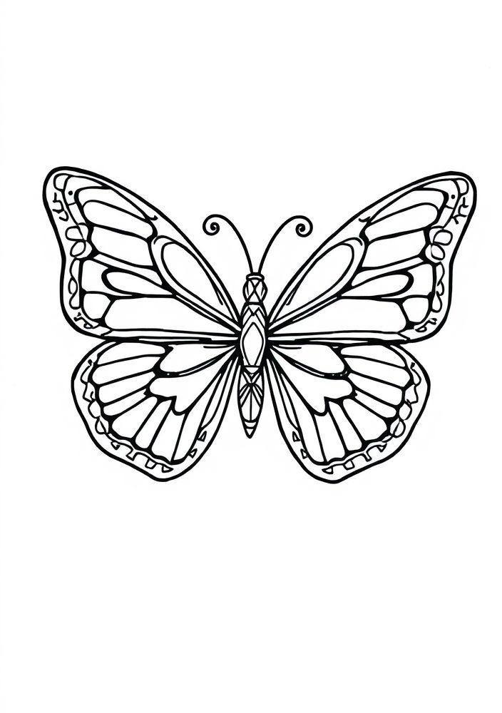 Desenho de Borboleta com Padrões Geométricos para Colorir