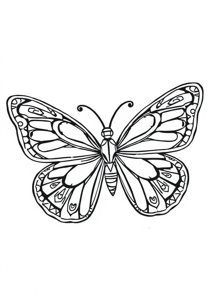Desenho de Borboleta com Padrões Geométricos para Colorir