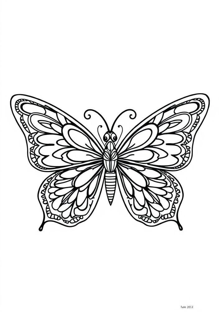 Desenho de Borboleta com Padrões Mandala para colorir