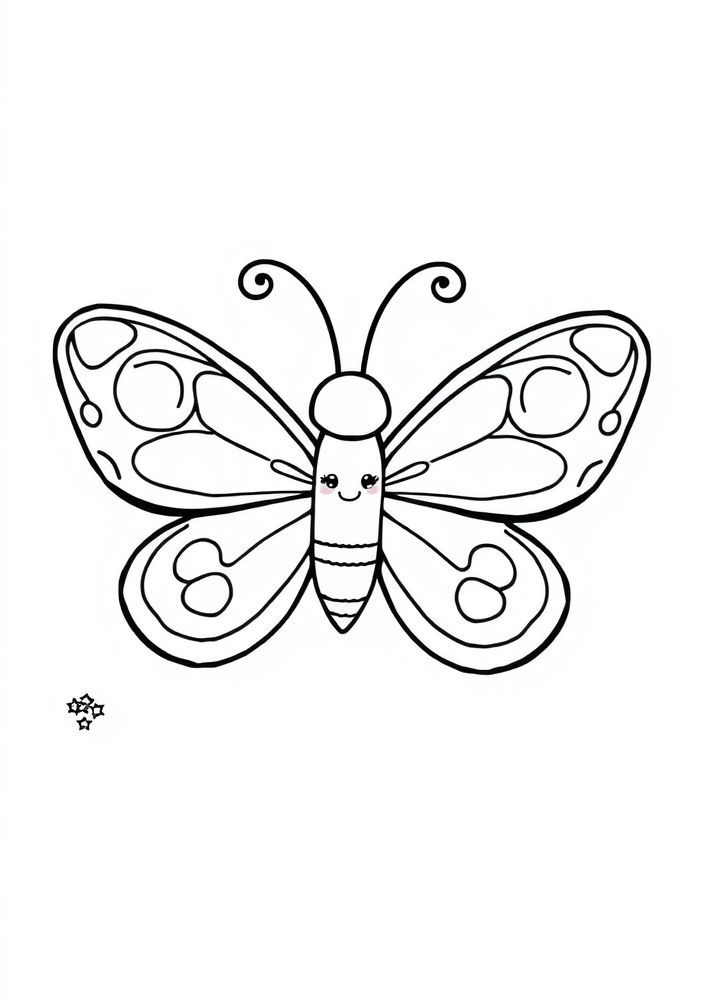 Desenho de Borboleta de Estilo Kawaii para colorir