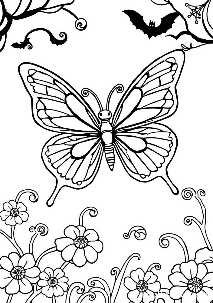 Desenho de Borboleta do Dia das Bruxas para colorir