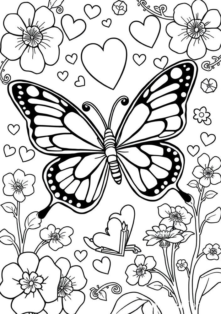 Desenho de Borboleta do Dia dos Namorados para colorir