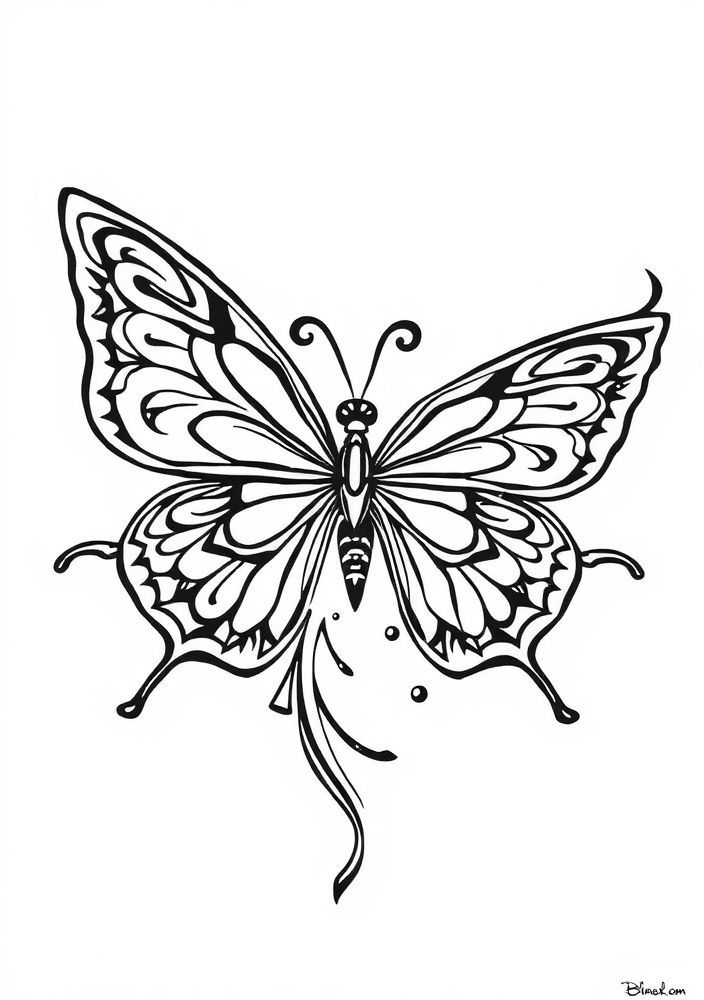 Desenho de Borboleta em Estilo Tribal para Colorir