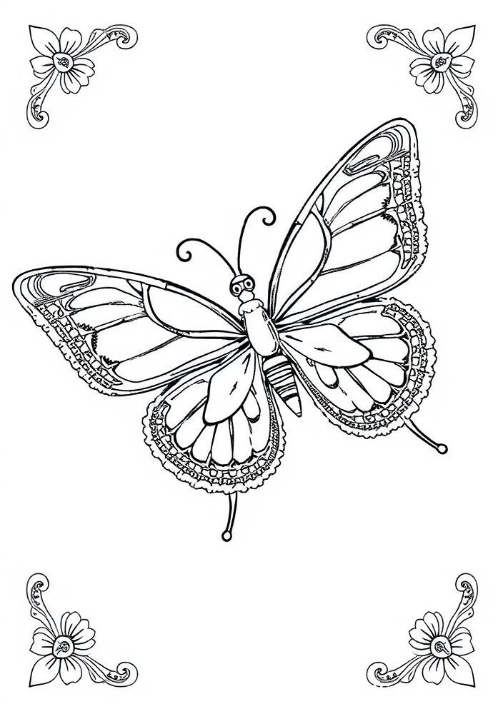 Desenho de Borboleta em Estilo Vintage para Colorir