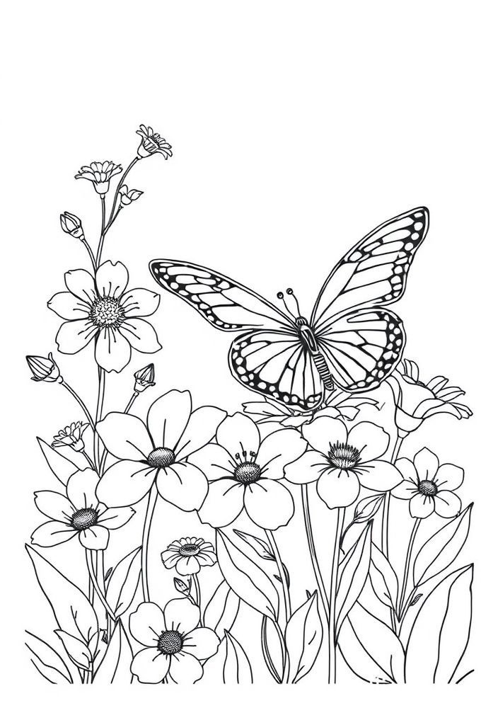 Desenho de Borboleta em Floral para colorir