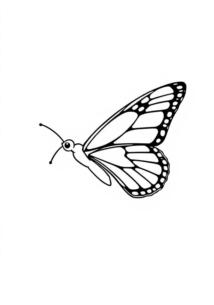 Desenho de Borboleta em Vôo para Colorir