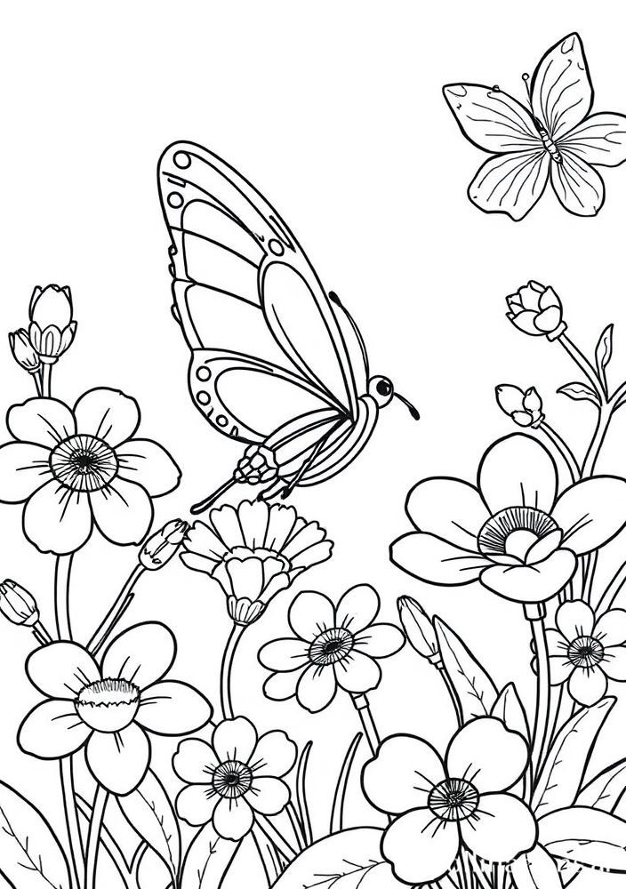 Desenho de Borboleta na Primavera para colorir