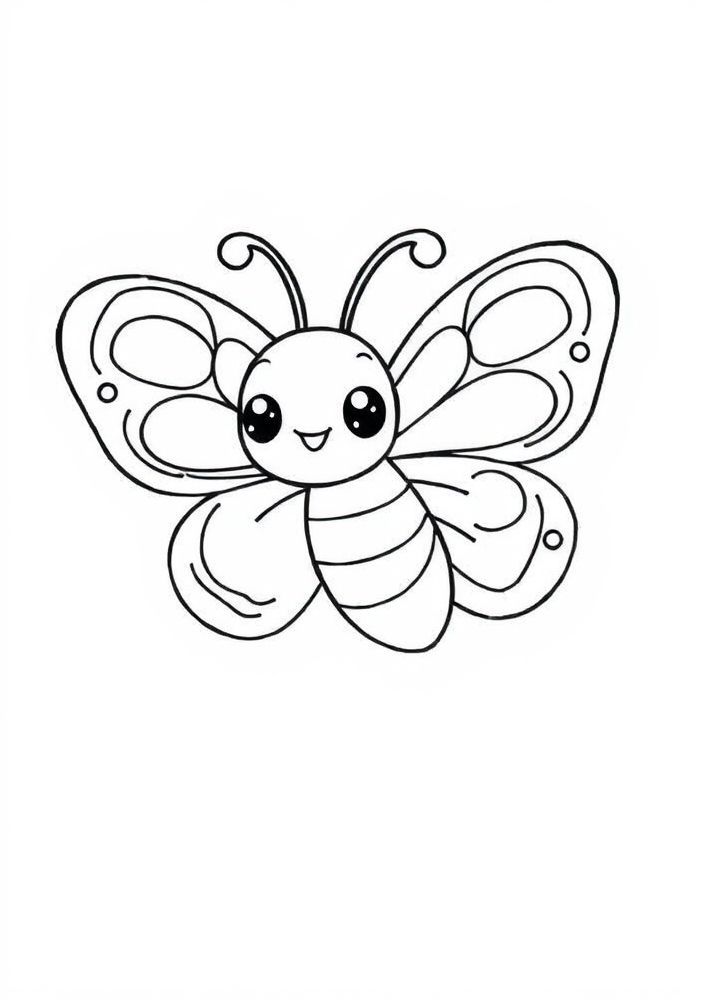 Desenho de Borboleta no Estilo Kawaii para colorir