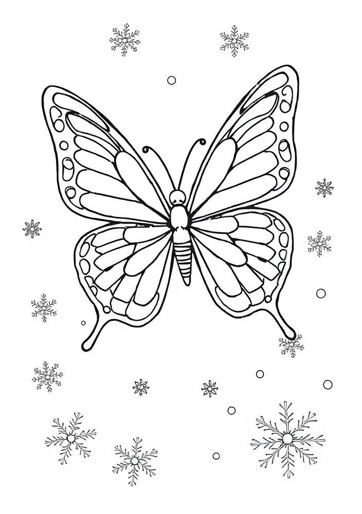 Desenho de Borboleta no Inverno para Colorir