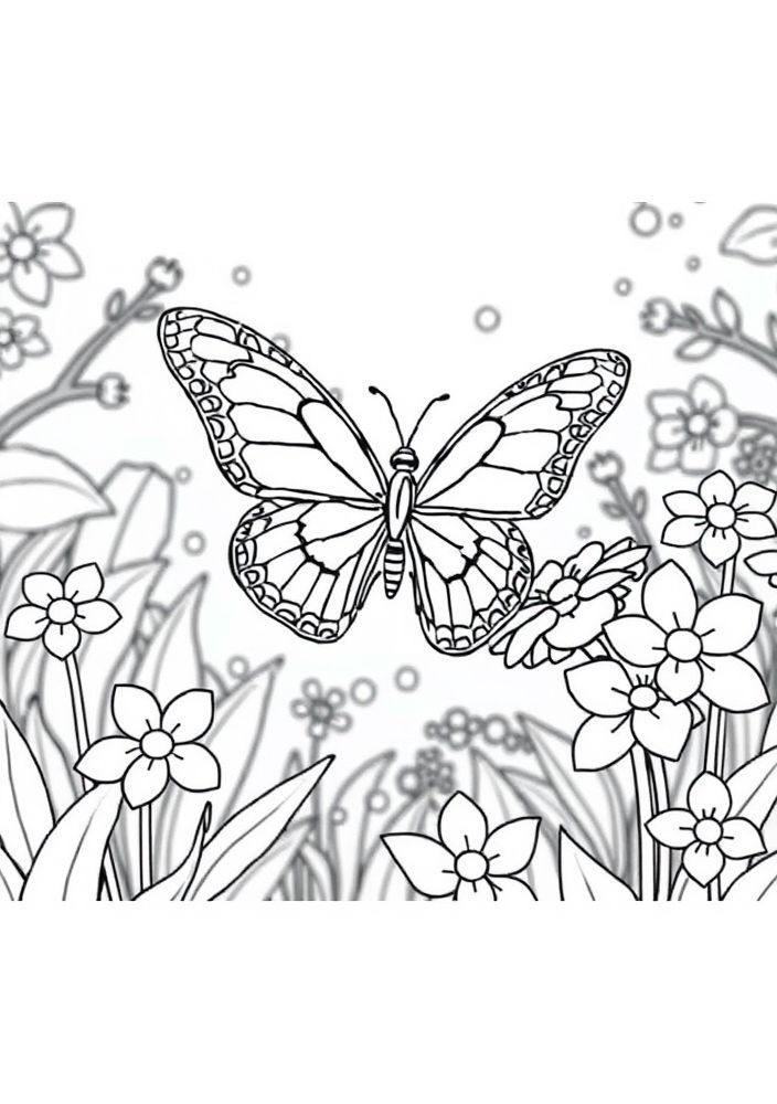 Desenho de Borboleta no Jardim para colorir