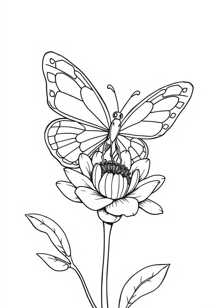 Desenho de Borboleta no Jardim para colorir