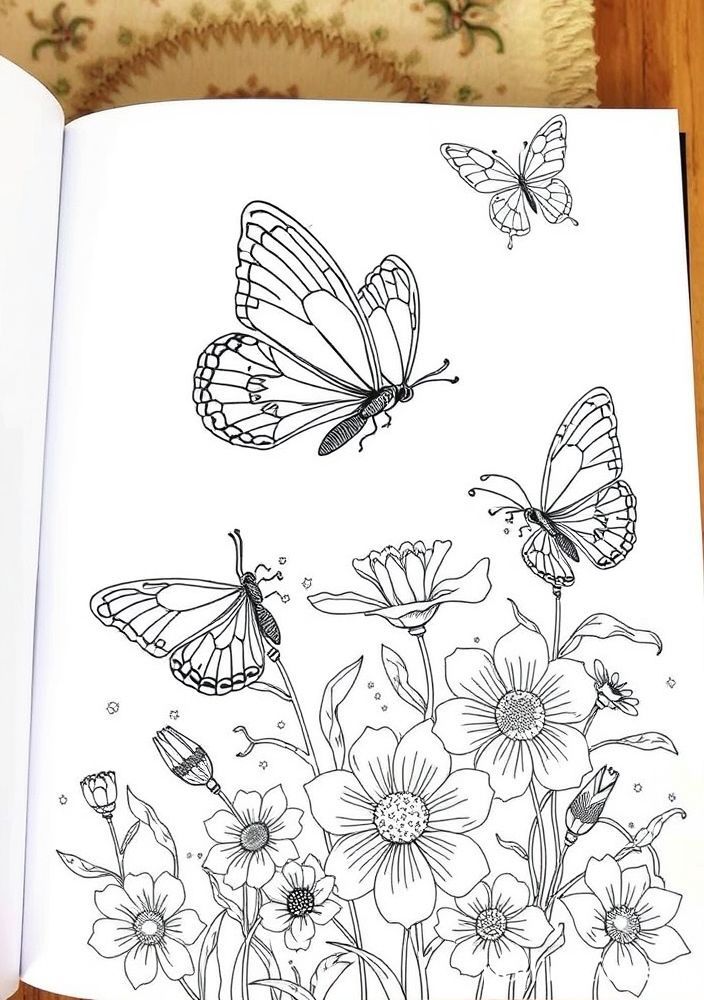 Desenho de Borboletas em Sair para Colorir