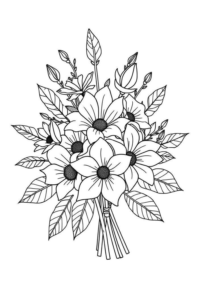 Desenho de Bouquet de Flores para Colorir