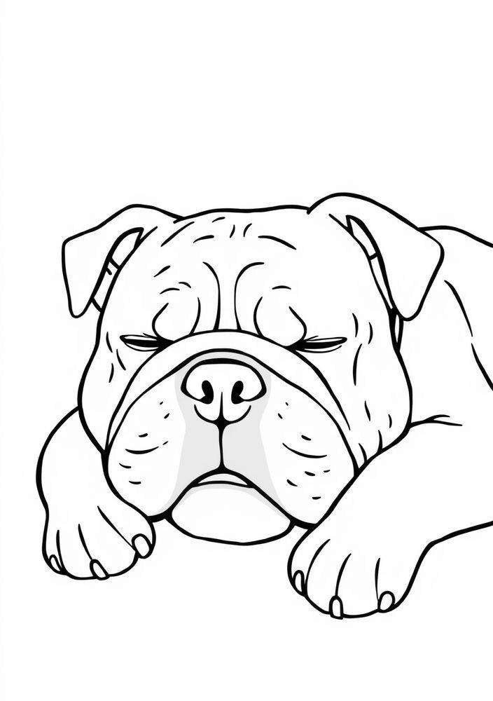Desenho de Buldogue Inglês descansando para colorir