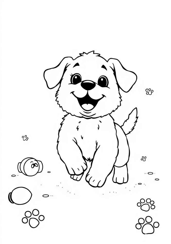 Desenho de Cachorrinho Brincando para Colorir
