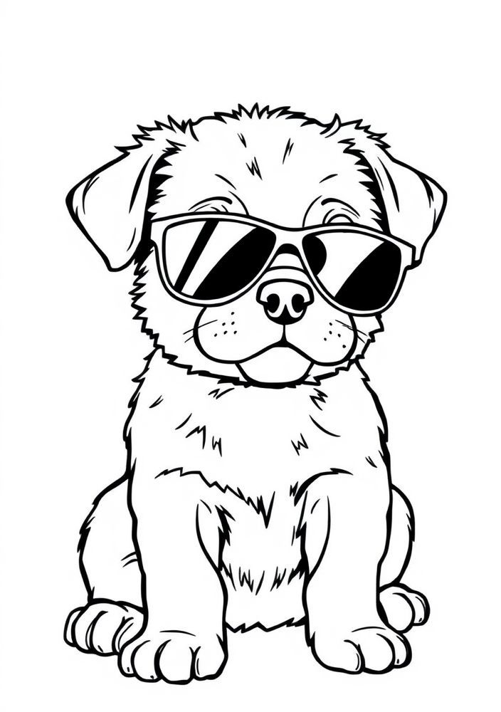 Desenho de Cachorrinho com Óculos de Sol