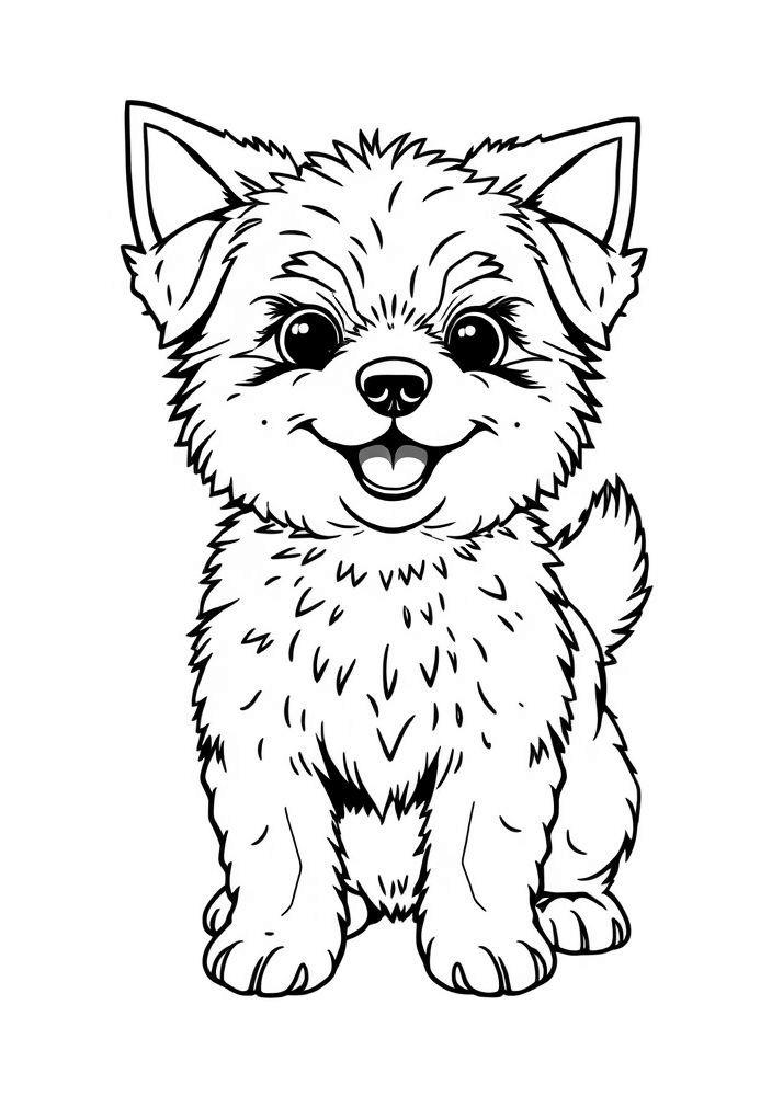 Desenho de Cachorro com Cauda Curta para Colorir