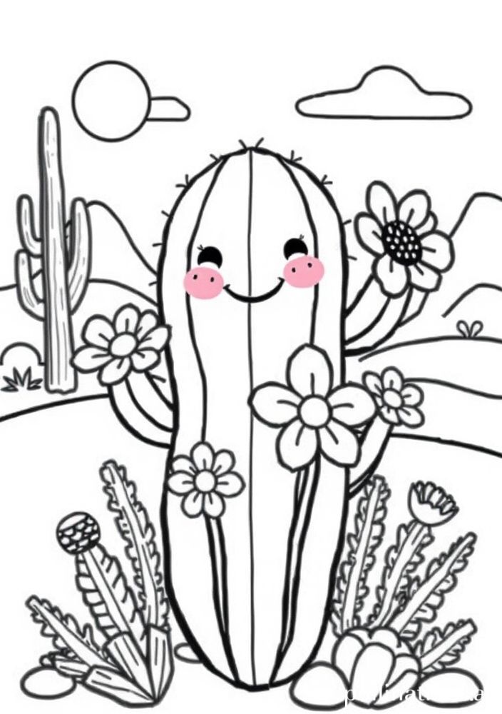 Desenho de Cacto Sorridente para colorir