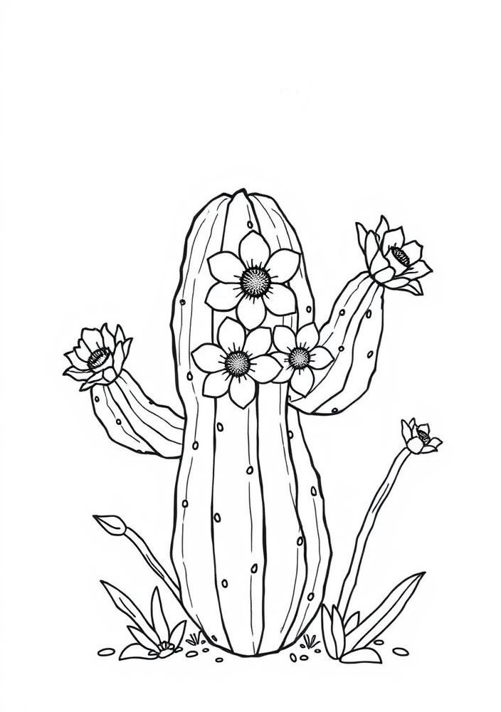 Desenho de Cactos divertidos para colorir