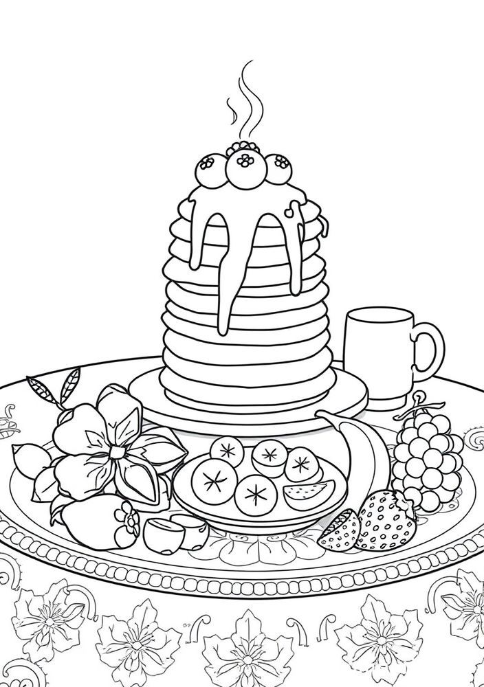 Desenho de Café da Manhã em uma Mesa para colorir