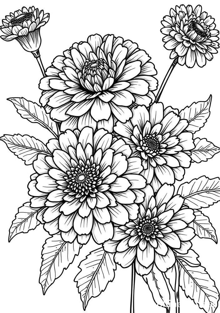 Desenho de Calêndulas para colorir